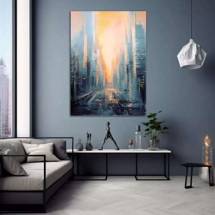 Peinture abstraite dans un salon moderne