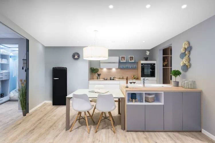 Cuisine spacieuse avec un congélateur armoire