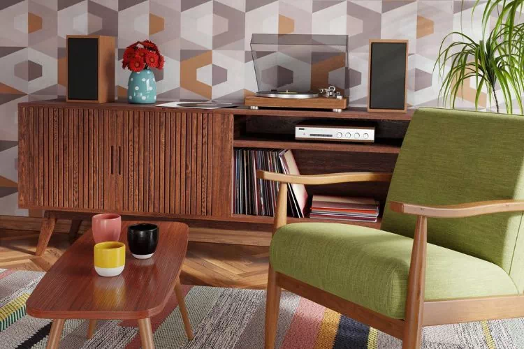 Salon avec des meubles rétro