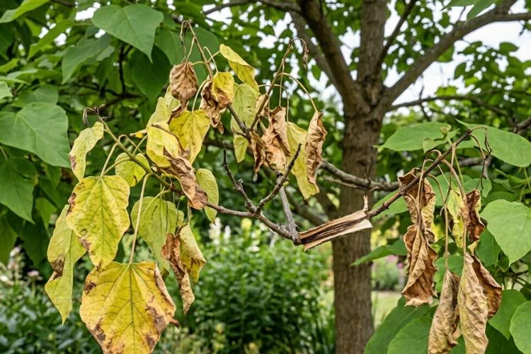 Flétrissement verticillien sur catalpa