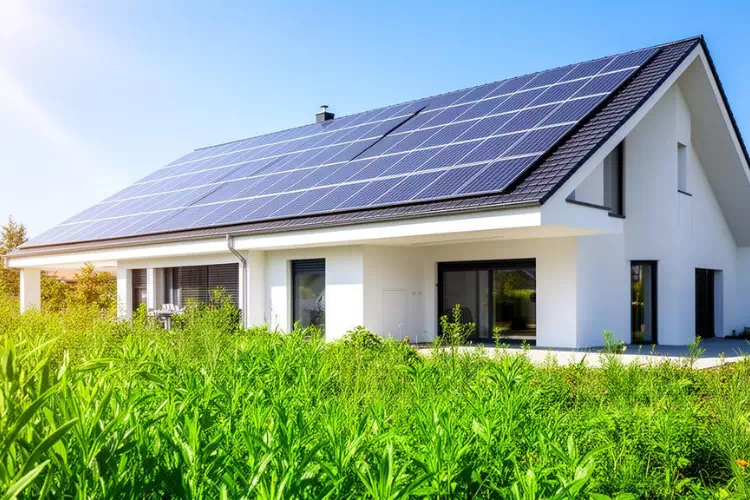 Maison équipée de panneaux solaires